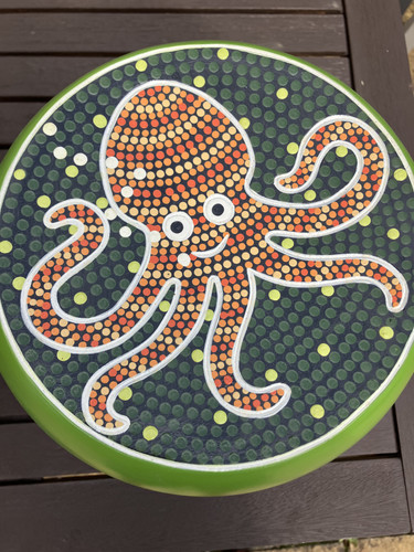Childs wooden stool - , octopus