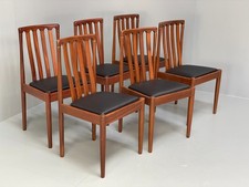 6 Meredew 1960s Dining Chairs Modern Design Teak Retro Black Vinyl EB9726 MDIN