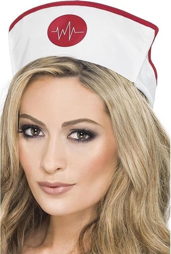 Nurses hat white fancy dress - white,