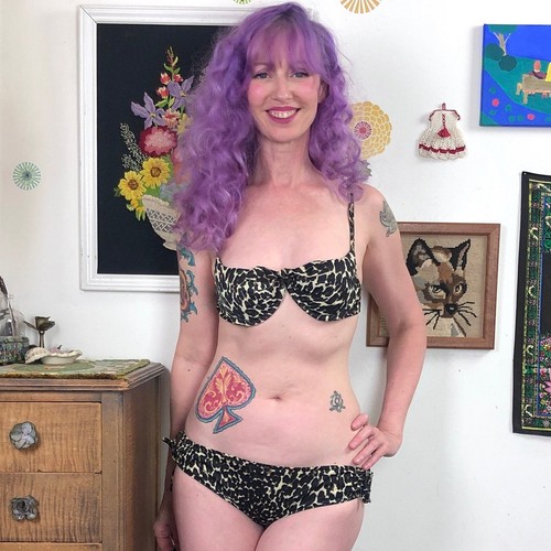 Vintage leopard print - print, bikini