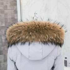 Natural Raccoon Fur Collar scarf trim for Down Jacket Hood Scarf  70*12cm