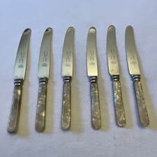 Antique Set Mother Of Pearls Butter Knifes . Sheffield Superior Quality X 6/Ex/c