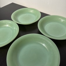 4 Vintage Fire King Jadeite 4-7/8" Dessert Bowls Collectible Green Glassware