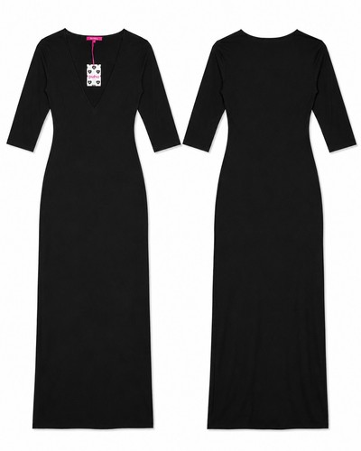 Boohoo black neck maxi - v, dress
