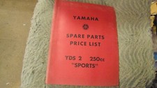 1962 YAMAHA YDS2 250CC SPORTS SPARE PARTS PRICE LIST CATALOGUE