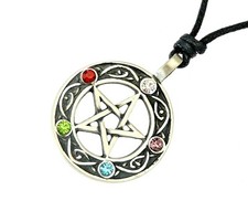 Pentacle of Life Pendant Necklace 5 beads Pentagram Druid Pagan Wiccan Jewellery