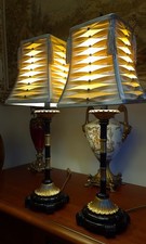 Black & Gold Modern/Classic Style Elegant Lamps + Lampshades