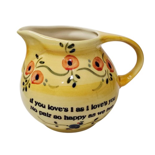 Vintage yellow pottery pitcher - pottery,