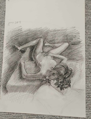 Female nude original - nude, paper