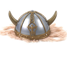 Kids Viking Helmet Horned Plastic Halloween Cosplay Dress Up Boy Girl Age 5 - 12