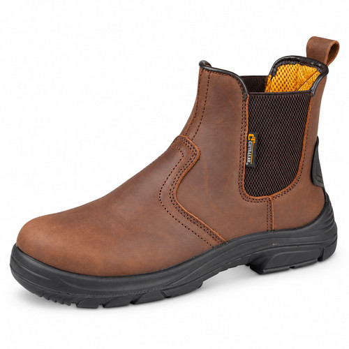 Mens leather safety - steel, wide