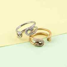 Marc Jacobs Antique Gold / Silver Tone Swarovski Crystal Pavé Safety Pin Ring