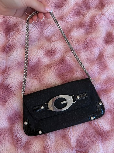 Guess black logo shoulder bag - guess,