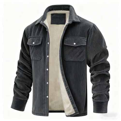 Men corduroy coat fleece - coat, fur