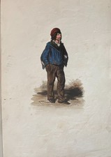 Hand-Colored Lithograph 19th Century The Young Man