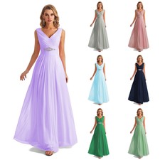 Long Chiffon V-neck Bridesmaid