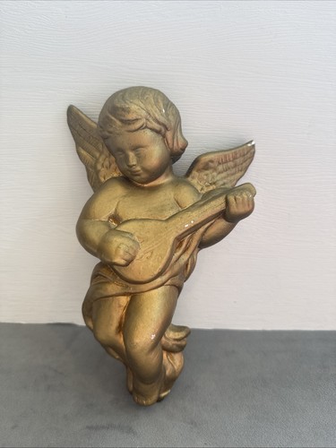 Gold chalk ware cherub angel - gold,