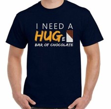 Chocolate T-Shirt I Need a Hug Huge Bar Mens Funny Fat Humour Obesity Joke  