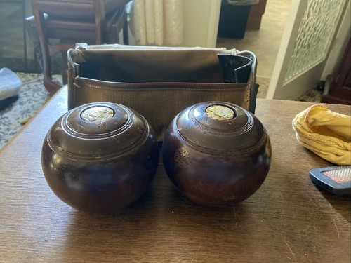 Pair vintage lawn bowling - of,