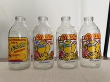 4x Vintage 1980s Glass Milk Bottle Advertising Crusha Milk Shake Collectible