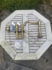 Complete Vintage Brushed Brass Taps Set