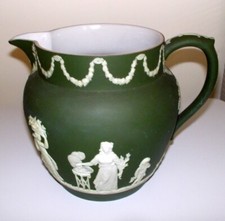 WEDGWOOD JASPER WARE EARLY OLIVE GREEN LARGE JUG C.1900 GREAT CONDITION
