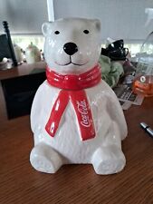 Christmas Coca Cola Polar Bear ceramic Biscuit Barrel  10in Official Merchandise