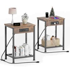 Fixwal Nightstands Set of 2 with Charging Station, End Tables with U-S-B Port...