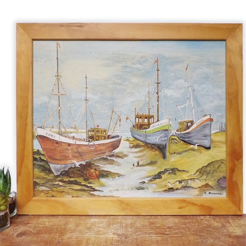 Fishing boat painting framed - fishing,