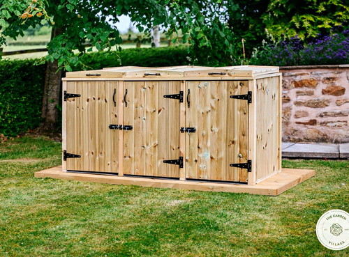 Triple three wooden dustbin - 3,