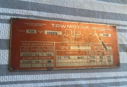 Vintage towmotor t40 fork - fork, lift