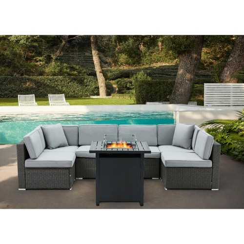 Rattan corner garden set - garden,