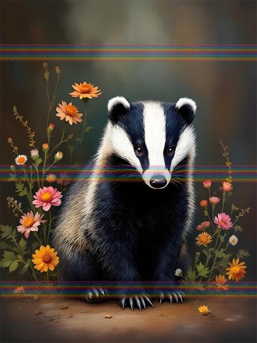 Badger print theme retro style - print,