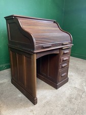 Antique Oak Single Pedestal Roll Top Desk