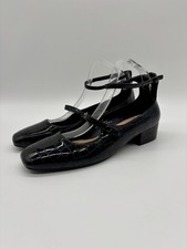 Marks & Spencer Black Moc Croc Faux Patent Leather Mary Jane Shoes - UK Size 7
