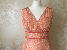 STUNNING NEXT LADIES 100% SILK ORANGE CREAM FLORAL DRESS SIZE 10 NEW ASCOT  