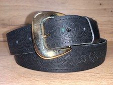 Celtic Gothic Belt Black Real Italian Leather Jeans Belt Press Stud 38mm F8