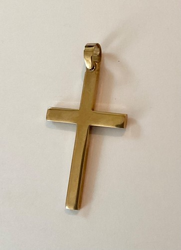 9ct yellow gold solid cross - yellow,