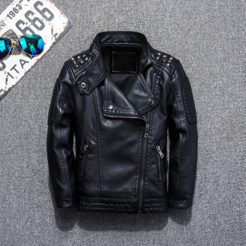 Kids boys leather jacket - leather,