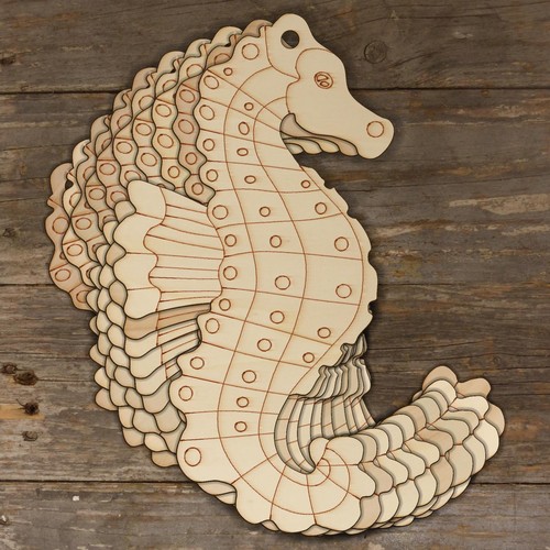 10x wooden seahorse - seahorse, craft
