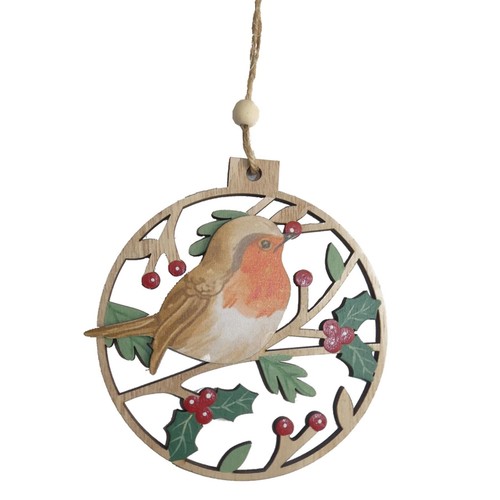 Wooden christmas robin - christmas, hanging