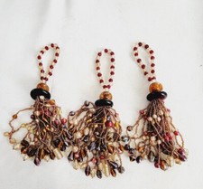 SET OF 3 GLASS BEADED TASSEL