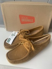 NEW LADIES CLARKS ORIGINALS WALLABEE TAN NUBUCK LEATHER SHOES UK SIZE 5
