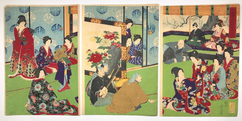 Chikanobu woodblock print - woodblock,