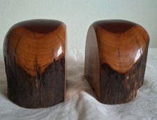 Wooden Carved Book ENDS mid century  Book Ends Vintage solid wood