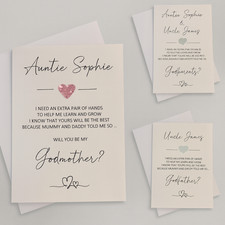 WILL YOU BE MY Godmother Card , Godfather, Godparents Card 3D Heart Personalised