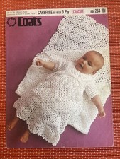 BABY CROCHET CHRISTENING GOWN & LACY BLANKET / SHAWL VTG KNITTING PATTERN 264