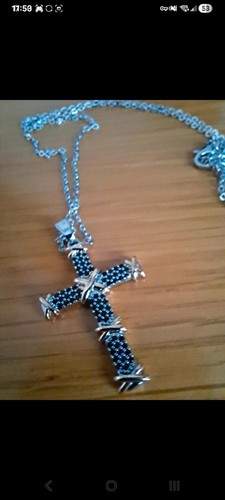 Black cubic zirconia cross - cubic, &