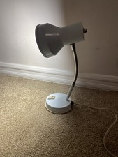 Vintage 1980s White Metal Gooseneck Desk Lamp/ Light BHS Made In Italy Working