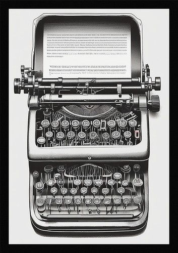 Bold vintage typewriter - bold, framed